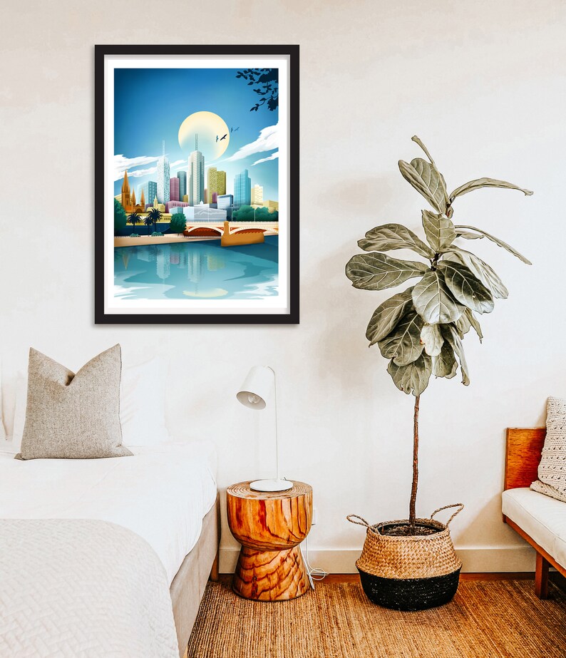 Melbourne Print Poster, Australia Travel poster, Melbourne skyline, Cityscape Poster, Living Room Wall Art, Gift image 6