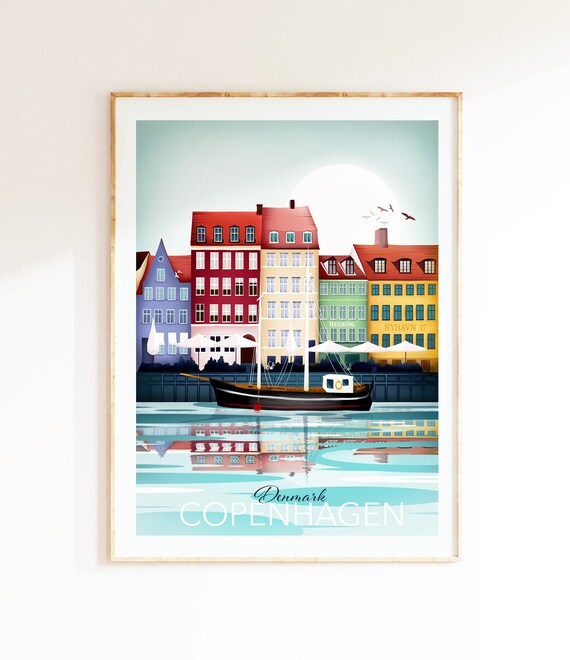 Copenhagen Print Travel Poster Nordic Scandinavian - Etsy