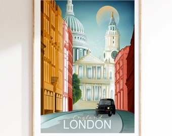 London Print | St Paul’s Cathedral Decor | London Travel Wall Art | St Paul's Cathedral Poster | London Wall Art | London Black Cab Print