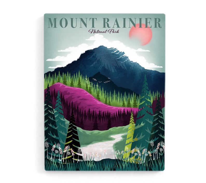 Mount Rainier mounted canvas Pacific Northwest Art National Park art Ready to hang art image 5
