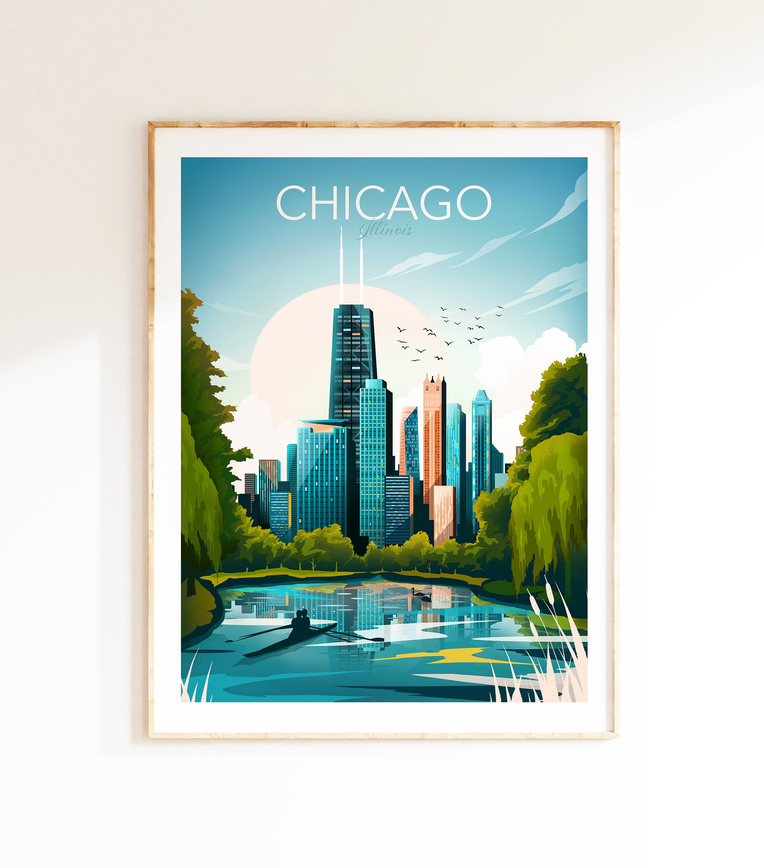 Chicago Wall Art Illinois Chicago Skyline Travel Wall Art - Etsy