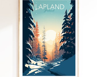 Lapland print, Nordic Wall Art, Finland Travel Poster, Arctic Adventure, Living Room Wall Art, Gift, Souvenir