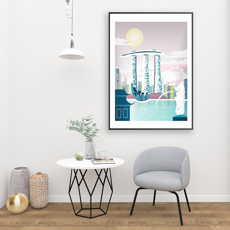Large Singapore Wall Art Singapore Skyline Print Home Etsy