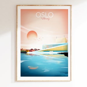 Oslo Skyline Print, Norway Print, Nordic Art, Travel Poster, Travel Wall Art