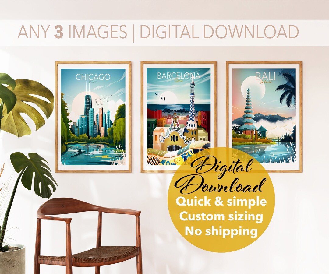 Travel Wall Art Set of 3 Prints Printable Wall Art Etsy