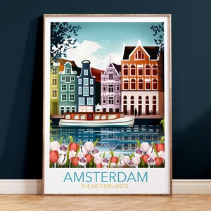 Amsterdam Print, Travel Poster, Amsterdam Wall Art, Living Room Wall Decor, Souvenir, Art Gift, Wedding gift, Anniversary Gift