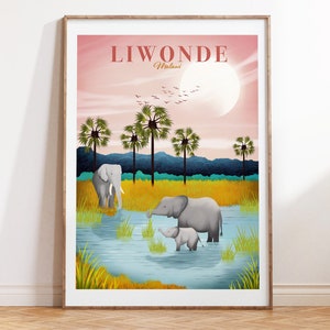 African Art | Liwonde National Park | Malawi | Elephant Print | African Print | Safari Poster | Travel Poster, Gift