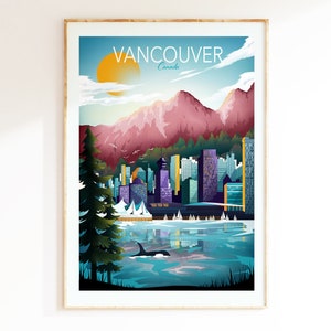 Vancouver Print | Vancouver Wall Art | Vancouver Poster | Vancouver Poster Print | Skyline Wall Art | Canada Travel Poster | Canada Wall Art