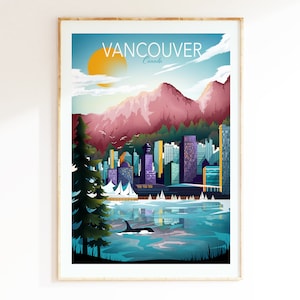 Vancouver Print | Vancouver Wall Art | Vancouver Poster | Vancouver Poster Print | Skyline Wall Art | Canada Travel Poster | Canada Wall Art