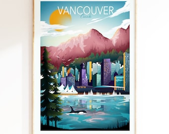 Vancouver Print | Vancouver Wall Art | Vancouver Poster | Vancouver Poster Print | Skyline Wall Art | Canada Travel Poster | Canada Wall Art