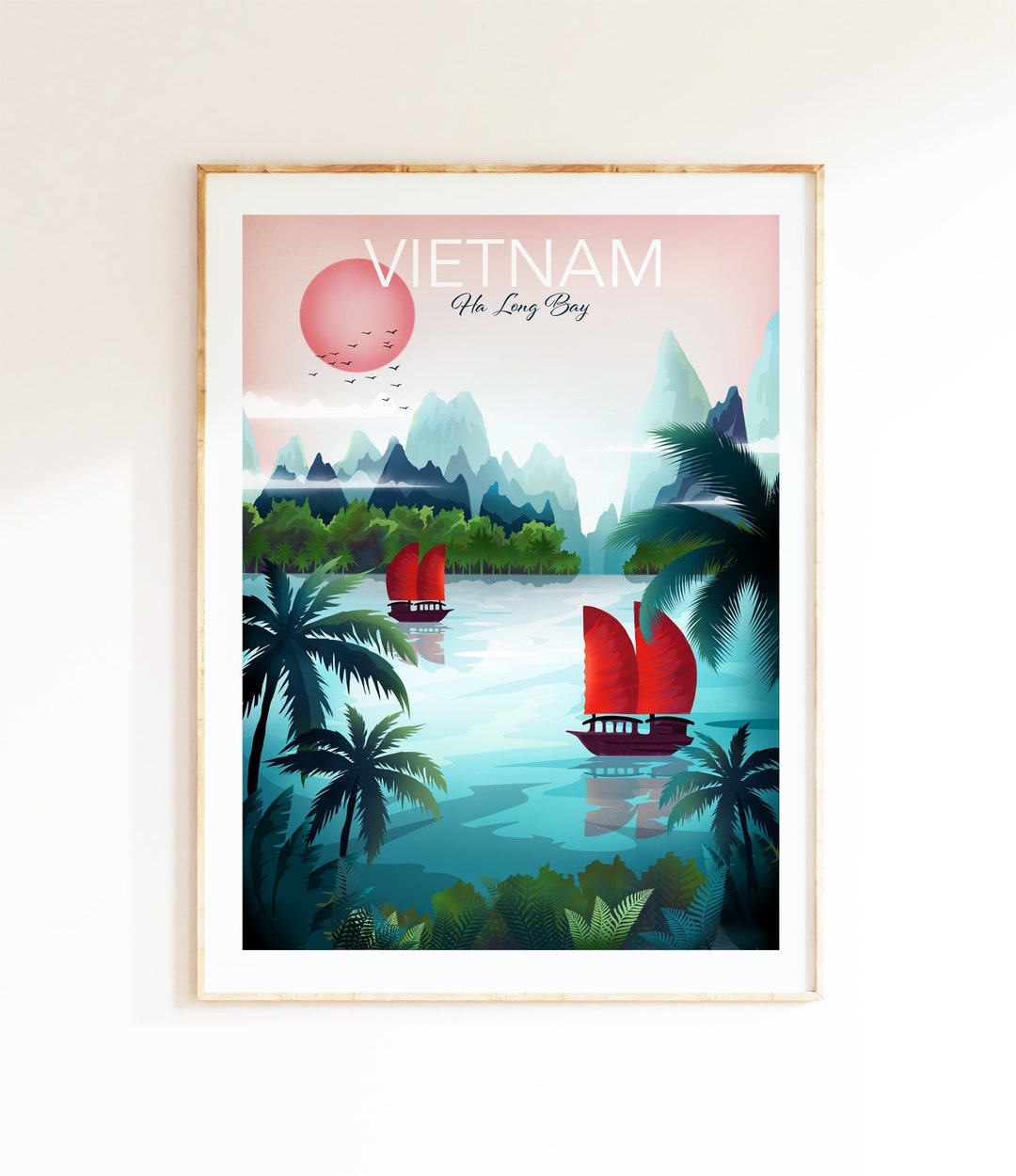 Vietnam Wall Art, Ha Long Bay Print, Vintage Travel Poster, Asia Art,  Tropical Wall Art, Bedroom Wall Art, Travel Gift, Wedding Gift - Etsy