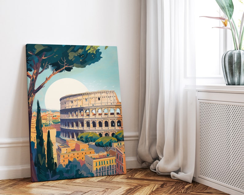 Rome mounted canvas, Italy Wall Art, Statement Wall Art, Large Canvas, Ready to hang art, Canvas Wall Art, Landscape Wall Art image 5