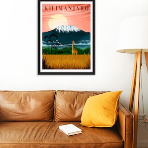 Kilimanjaro print Africa Wall Decor National Park Giraffe Poster Tanzania Wall Art image 6