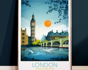 London Big Ben Print, Modern Travel Print, London Prints, London Poster, Anniversary Gift, Personalised Gift