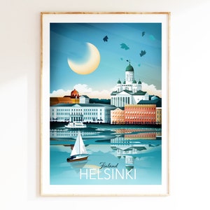 Helsinki travel print, Finland Nordic wall art, Finland poster, Travel Lover Art, Living Room Wall Art, Gift, Souvenir