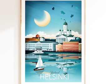 Helsinki travel print, Finland Nordic wall art, Finland poster, Travel Lover Art, Living Room Wall Art, Gift, Souvenir