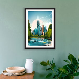 Chicago Illinois Travel Print, Chicago Skyline, Art Print, Travel Print, Travel Poster, Wall Art image 6