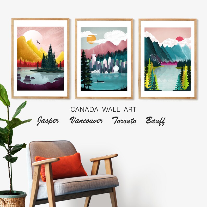 Canada Poster Set Set of 3 Prints Canada Print Canada Etsy