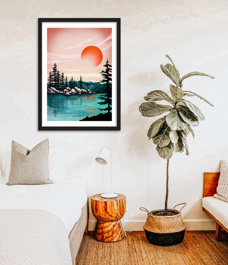 Lake Tahoe Poster California Wall Art Nursery Travel Art State Park Home Decor Wall Art image 6