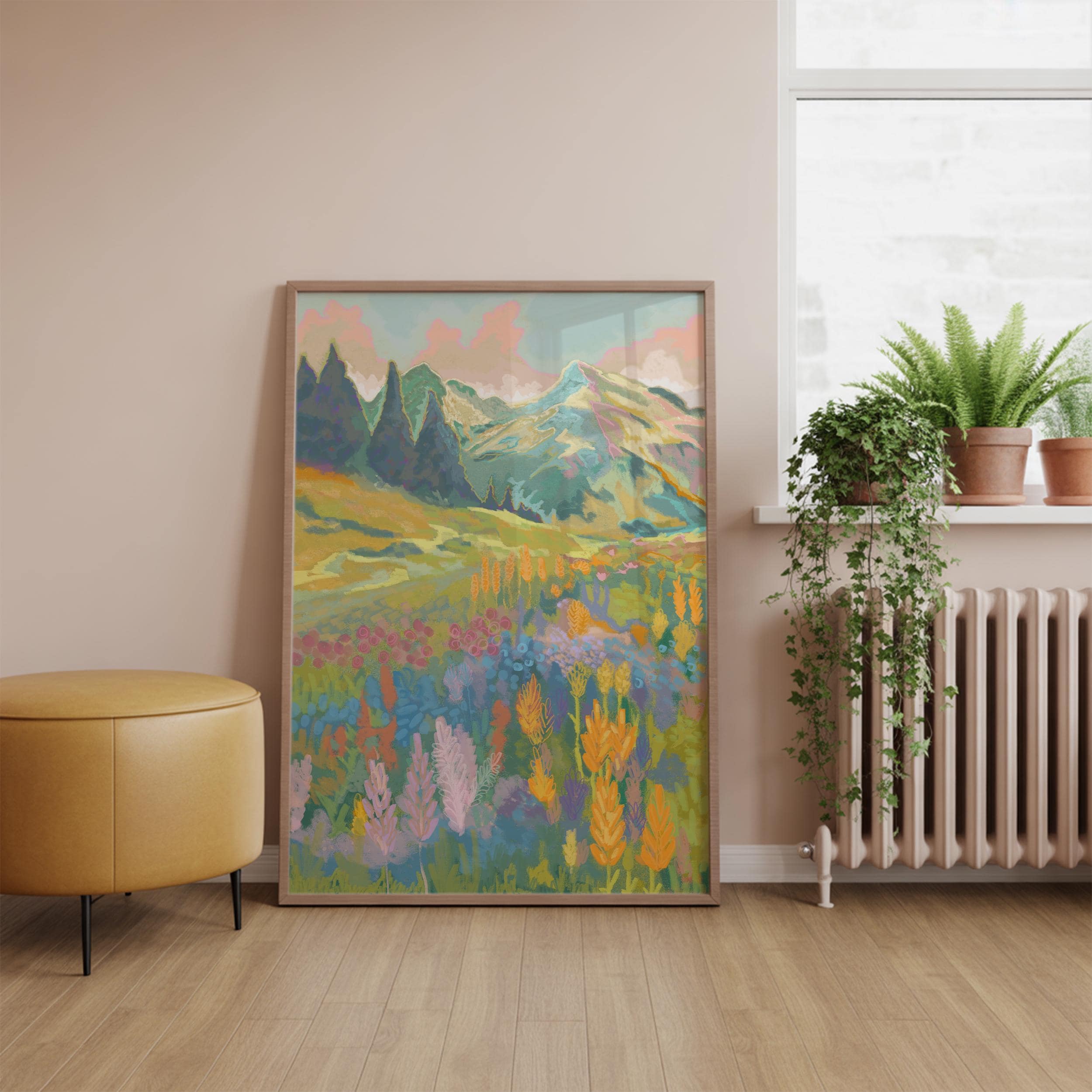 Yellowstone National Park Print: Abstract Wildflower Landscape