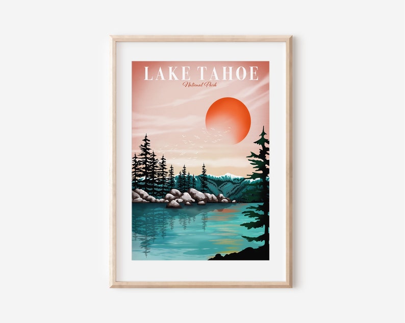 Lake Tahoe Poster California Wall Art Nursery Travel Art State Park Home Decor Wall Art image 1