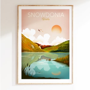 Snowdonia Print, UK National Park, North Wales, Landscape wall art, Travel Poster, Mountain Wall Art