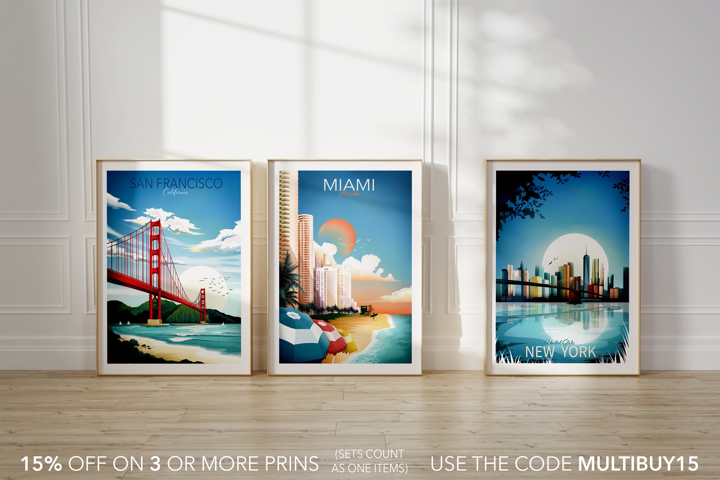 Miami Wall Art Miami Skyline Florida Wall Art Travel Theme Etsy UK