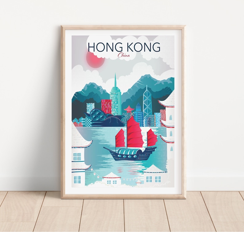 Hong Kong Print Asian Wall Art Hong Kong Poster Etsy