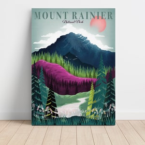 Mount Rainier mounted canvas Pacific Northwest Art National Park art Ready to hang art image 3