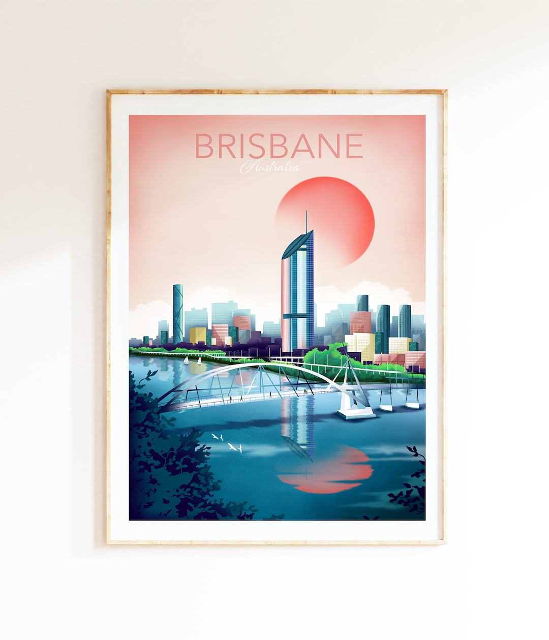 Brisbane Print Brisbane Poster Queensland Travel Poster Australia