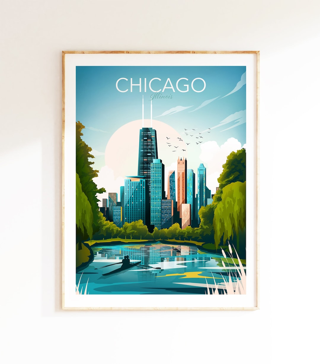 Chicago Illinois Travel Print, Chicago Skyline, Art Print, Travel Print ...