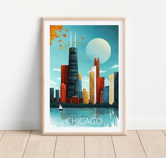 Chicago Poster Chicago Wall Art Illinois Wall Art City Etsy