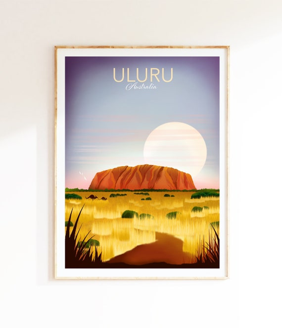 Uluru - Ayers Rock Print | Australia Print | Uluru Poster | Australia Landscape Print | Australia Travel Poster | Uluru Print Wall Decor