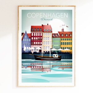 Copenhagen Print, Travel Poster, Nordic Wall Art, Scandinavian Art, Denmark Wall Art, Wall Art Prints image 4