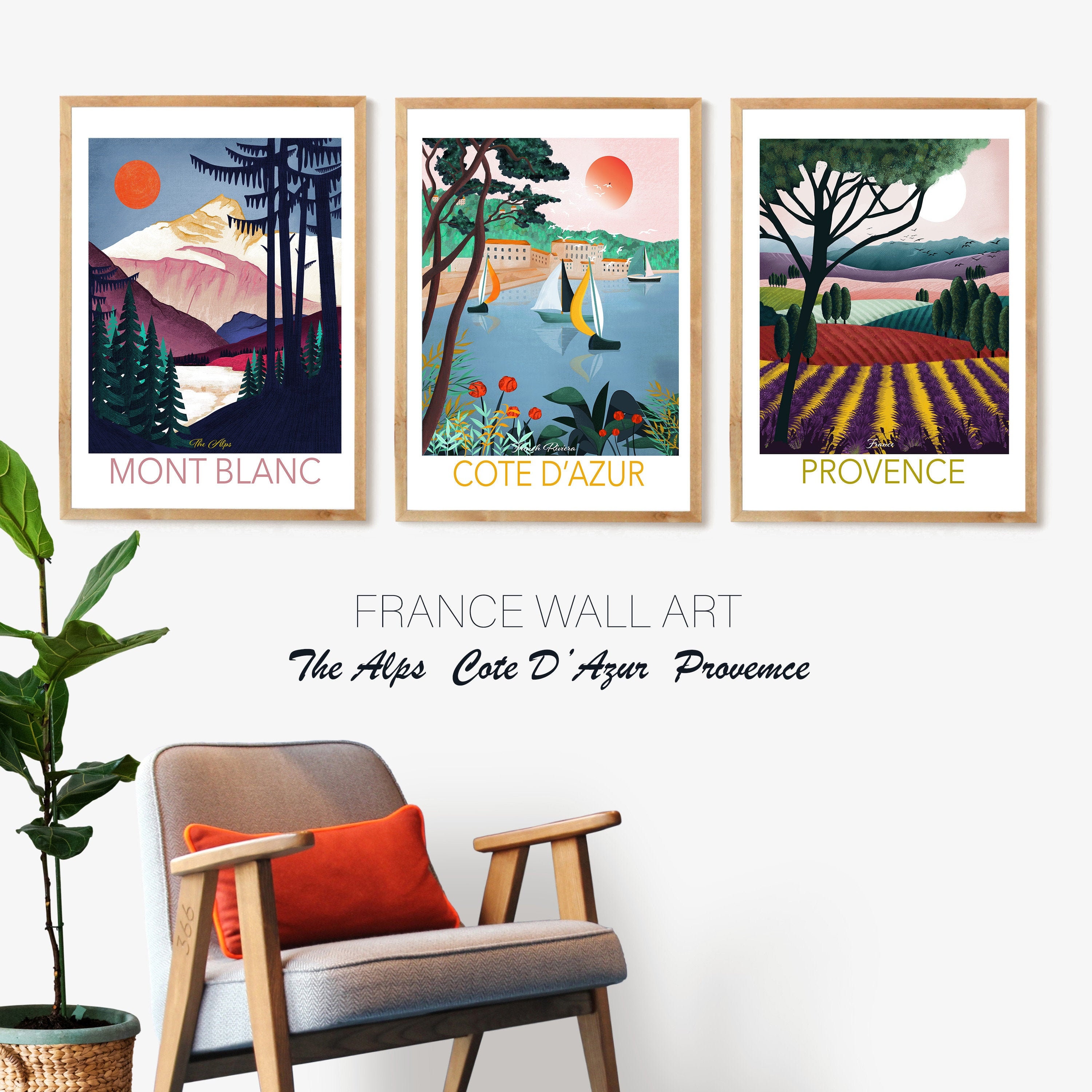 French Poster Set of 3 Prints Travel Posters French Art Etsy