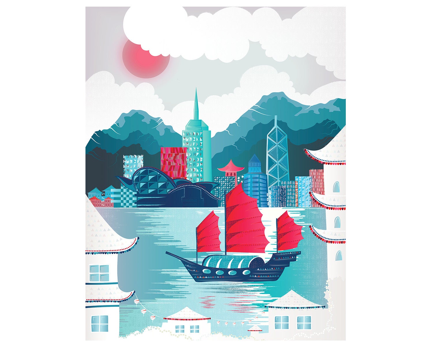 Hong Kong Print Asian Wall Art Hong Kong Poster Etsy