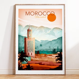 Marrakech Poster | Moroccan Wall Decor | Moroccan Architecture Print | Morocco Poster | Modern Wall Art Islamic | Travel Theme