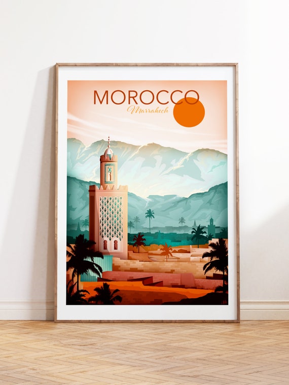 Marrakech Poster | Moroccan Wall Decor | Moroccan Architecture Print | Morocco Poster | Modern Wall Art Islamic | Travel Theme