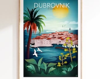 Dubrovnik Print | Croatia Print | Dubrovnik Poster | Croatia Travel Poster | Croatia Wall Decor | Nursery Travel Print | Office Wall Art