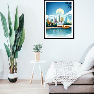 Melbourne Print Poster, Australia Travel poster, Melbourne skyline, Cityscape Poster, Living Room Wall Art, Gift image 3