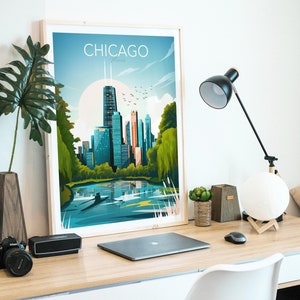 Chicago Illinois Travel Print, Chicago Skyline, Art Print, Travel Print, Travel Poster, Wall Art image 5