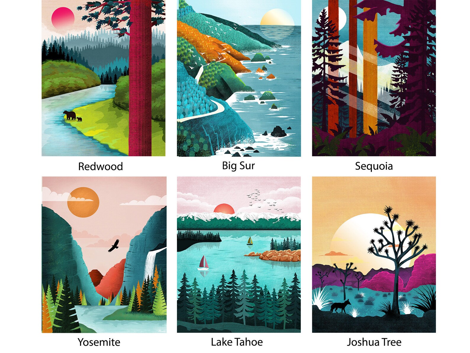 California Wall Art California Art Set of 3 Prints Los Etsy