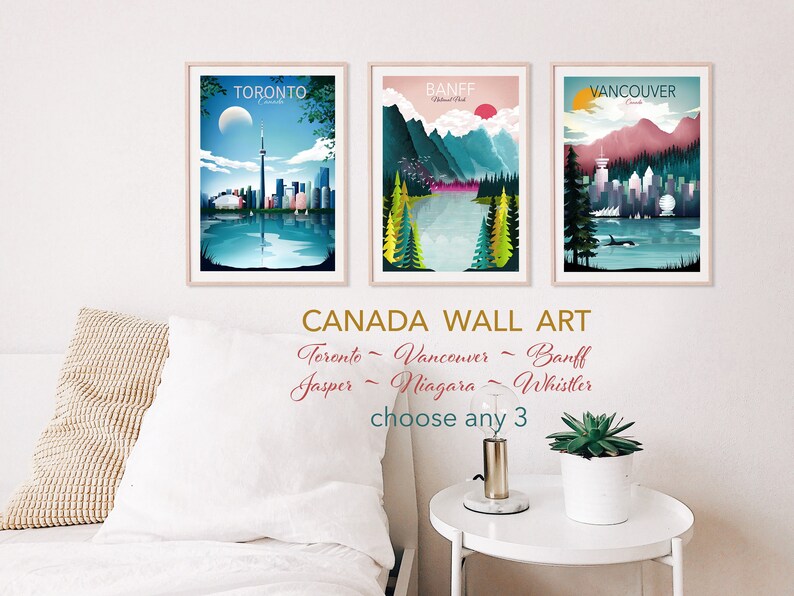Canada Poster Set Set of 3 Prints Canada Print Canada Etsy