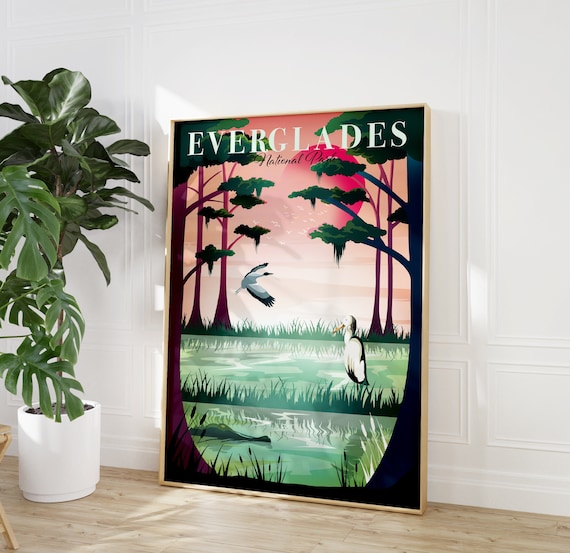Everglades National Park, Florida Wall Art, Florida Poster, National Park Art, Travel Poster, Souvenir Art
