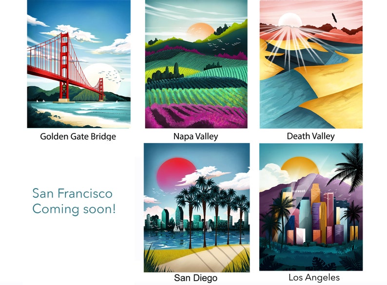 California Wall Art, Travel Posters, California Prints featuring Los Angeles, San Francisco Poster, Yosemite , Joshua Tree and more image 7
