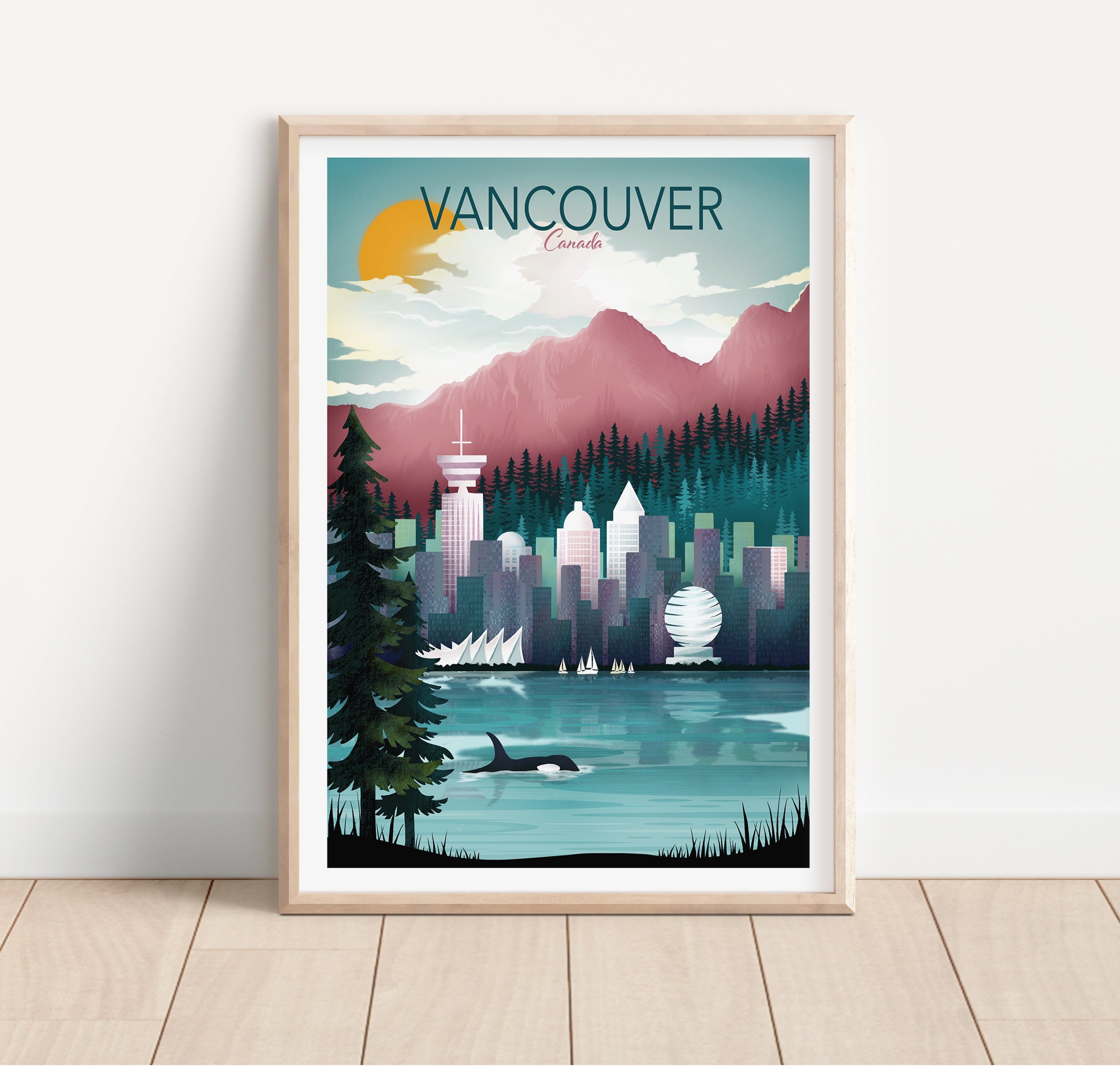 Vancouver Poster Canada Wall Art Vancouver City Print Etsy