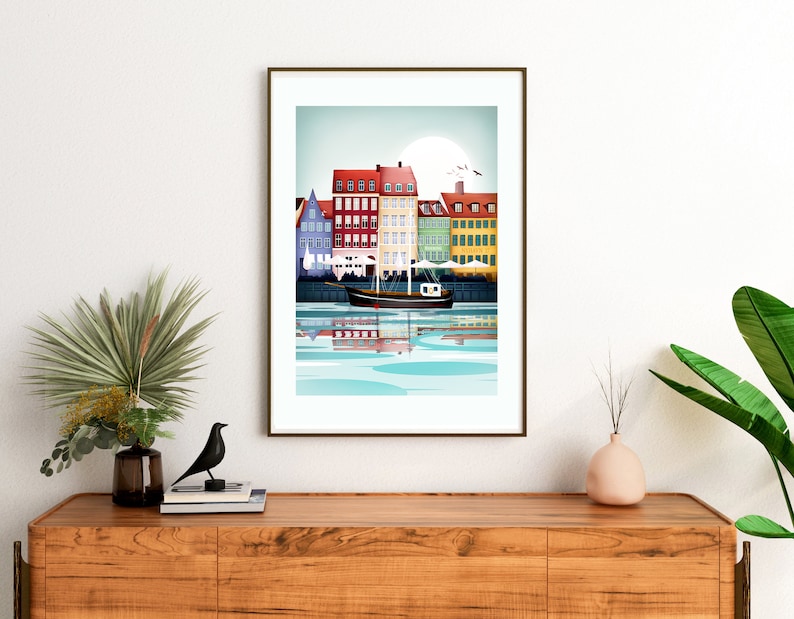 Copenhagen Print, Travel Poster, Nordic Wall Art, Scandinavian Art, Denmark Wall Art, Wall Art Prints image 5