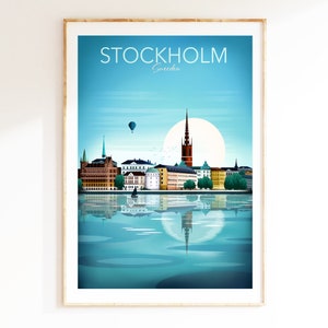 Stockholm Print, Stockholm Skyline, Scandinavian Wall Art, Travel Poster, Living Room, Office Wall Art, Gift, Souvenir