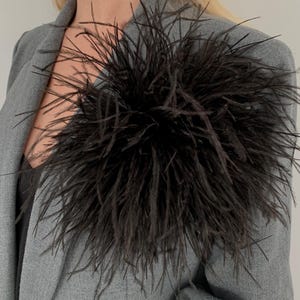 Big Black Feather Handmade brooch, Shoulder Multifunctional Crafted from scratch brooch, Handmade Accessory for gift or events