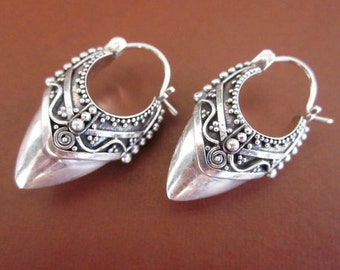 Silver Bohemian Earrings Hooks Detailed Handcrafted Jewelry Bali Jewelry Gift for mom Balinese Silver Earrings For Women Wish Box